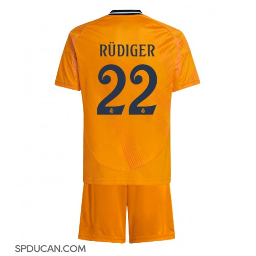 Dječji Nogometni Dres Real Madrid Antonio Rudiger #22 Gostujuci 2024-25 Kratak Rukav (+ Kratke hlače)